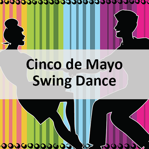 Image of two dancing silhouettes in black, outlined in white, against colorful geometric background, with words 